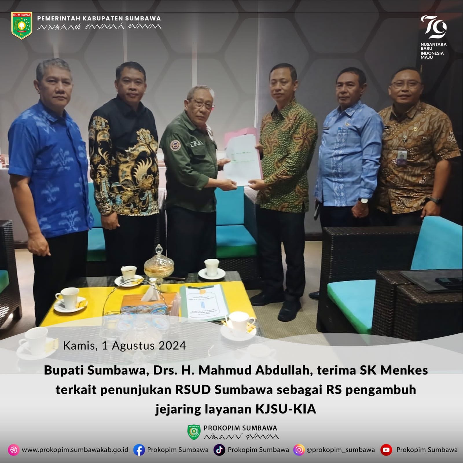 Menkes RI Tetapkan RSUD Sumbawa Sebagai Rumah Sakit KJSU-KIA