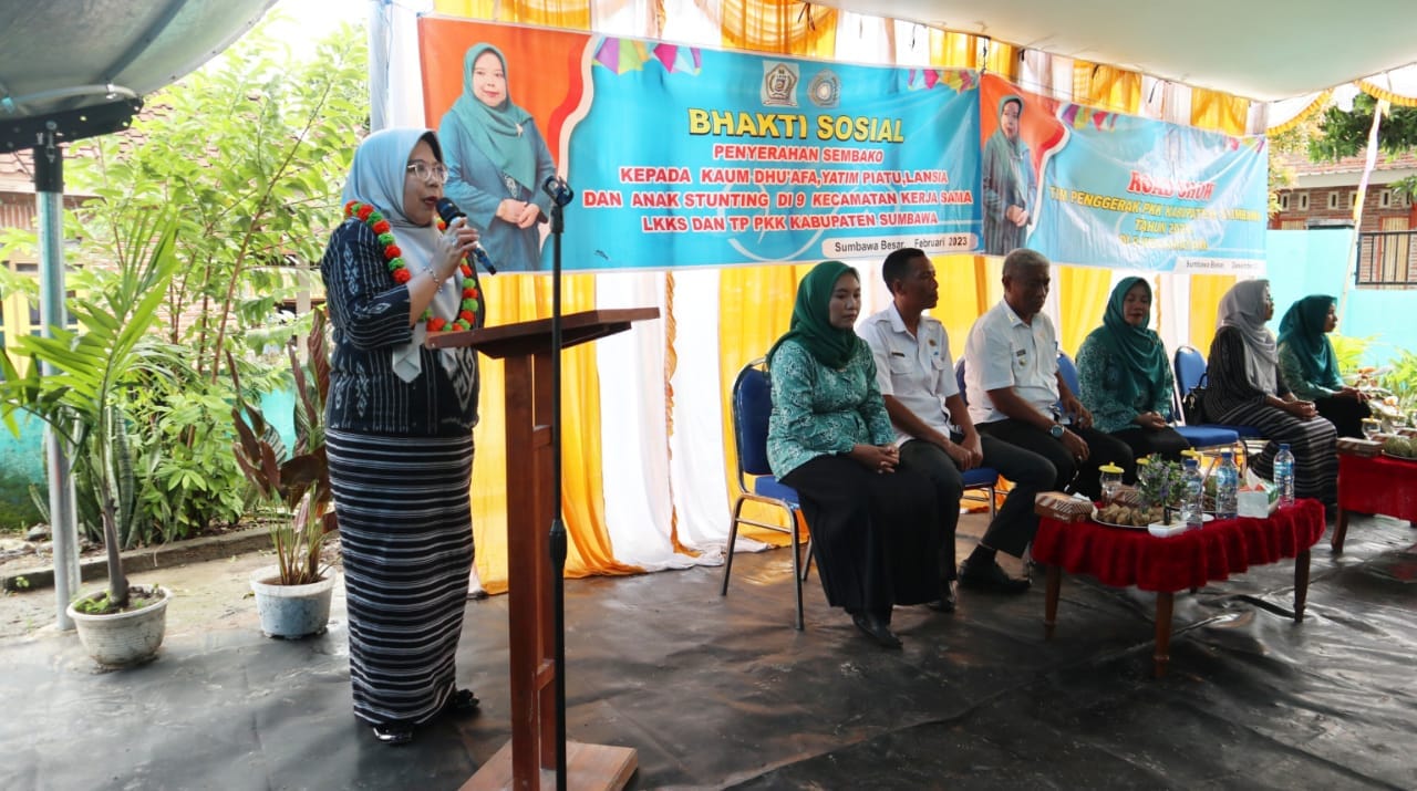ROADSHOW TIM PENGGERAK PKK KABUPATEN SUMBAWA TAHUN 2023 DI 9 KECAMATAN & BAKTI SOSIAL PENYERAHAN SEMABAKO KEPADA KAUM DHU'AFA, YATIM PIYATU, LANSIA DAN ANAK STUNTING DI 9 KECAMATAN KERJASAMA LKKS DAN 