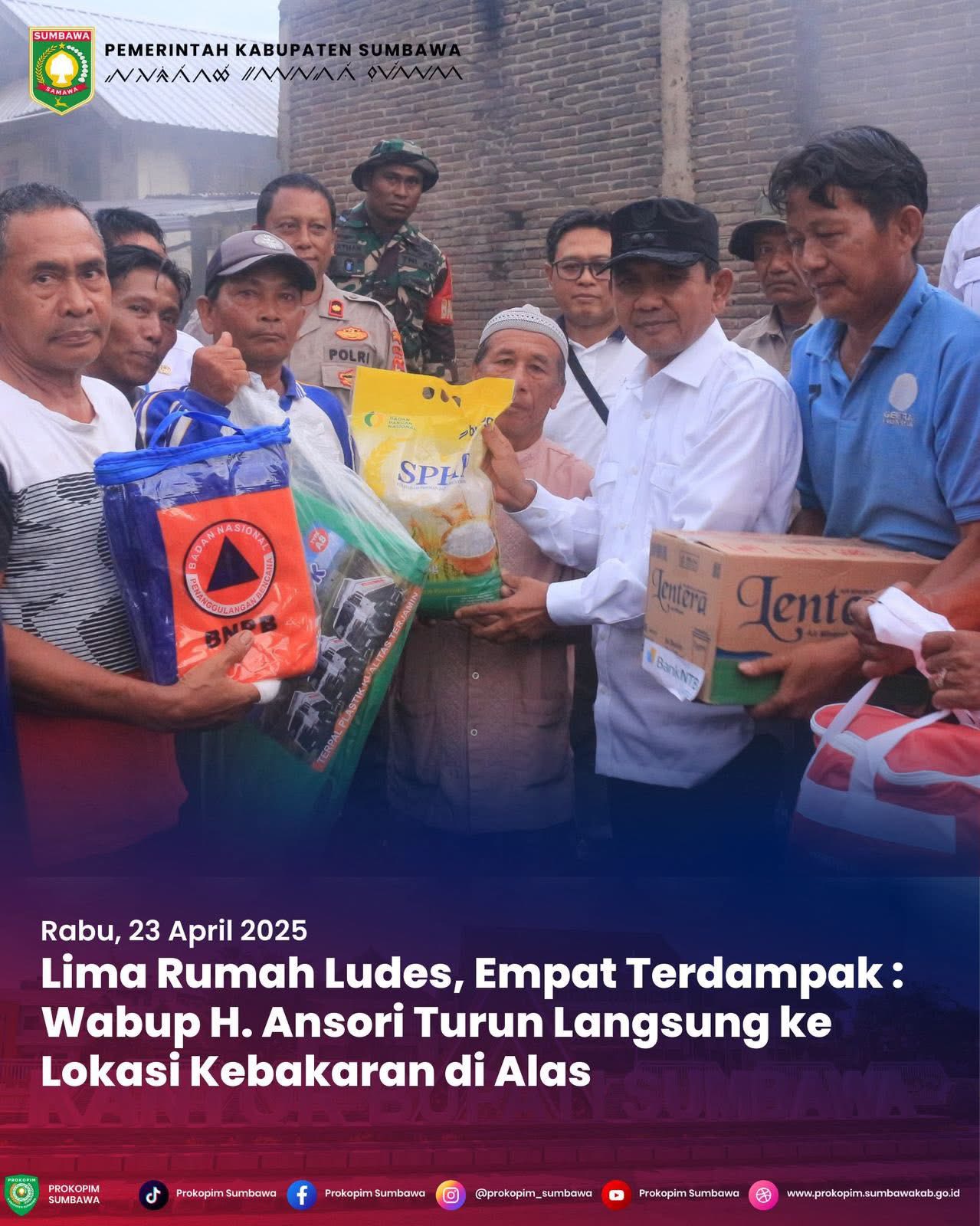 Wakil Bupati Sumbawa Tinjau Langsung Lokasi Kebakaran di Dusun Dalam, Kecamatan Alas