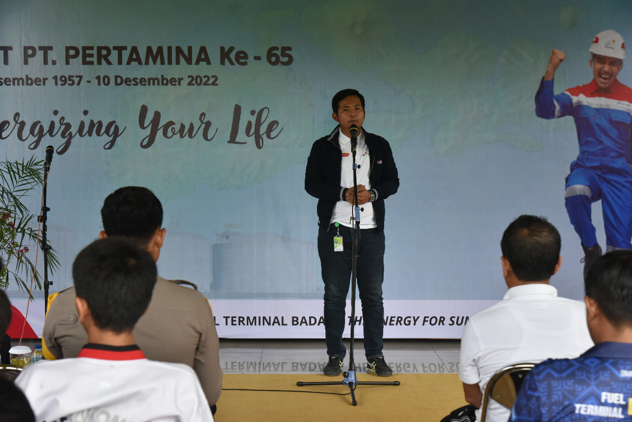 HUT PERTAMINA KE-65 YANG DIRANGKAIKAN DENGAN PENYAMBUTAN ATLET TAEKWONDO SUMBAWA YANG TELAH MENGUKIR PRESTASI GEMILANG PADA KEJUARAAN NASIONAL.