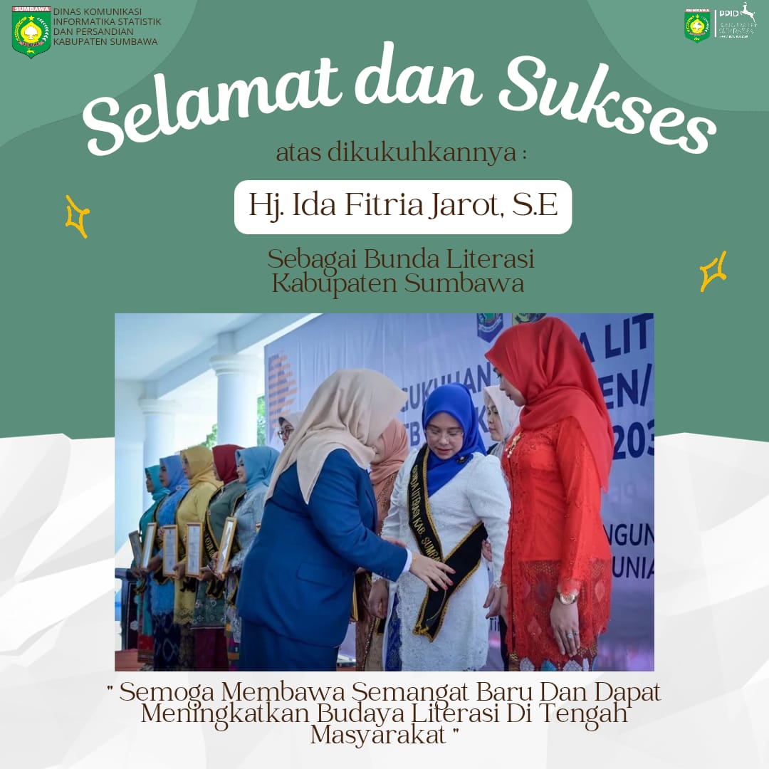 Hj. Ida Fitria Jarot Resmi Dikukuhkan sebagai Bunda Literasi Kabupaten Sumbawa
