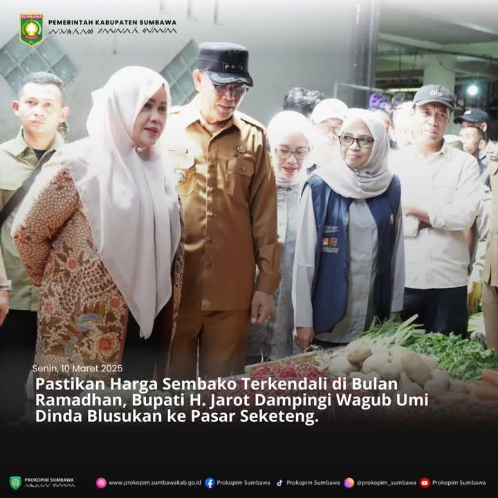 Pastikan Harga Sembako Terkendali di Bulan Ramadhan, Bupati H. Jarot Dampingi Wagub Umi Dinda Blusukan ke Pasar Seketeng