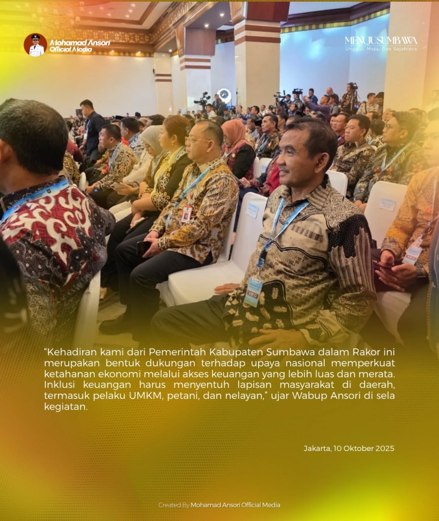 Wabup Sumbawa Hadiri Rakor TPAKD 2025 di Jakarta, Dukung Penguatan Akses Keuangan Daerah untuk Ketahanan Ekonomi Nasional