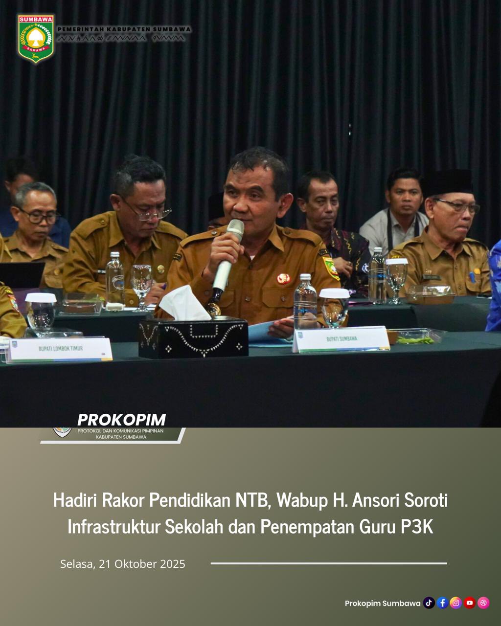 Wakil Bupati Sumbawa Hadiri Rakor Pendidikan NTB, Sampaikan Usulan Terkait Infrastruktur dan Kesejahteraan Guru