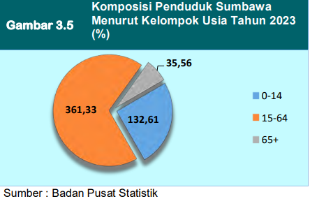 Komposisi Penduduk Menurut Kelompok Usia (%) Tahun 2023